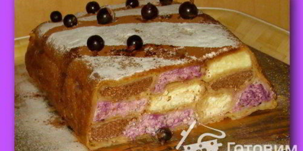 Рецепт блинный пирог с творожной начинкой