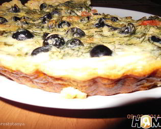 Киш с креветками и рыбными шариками