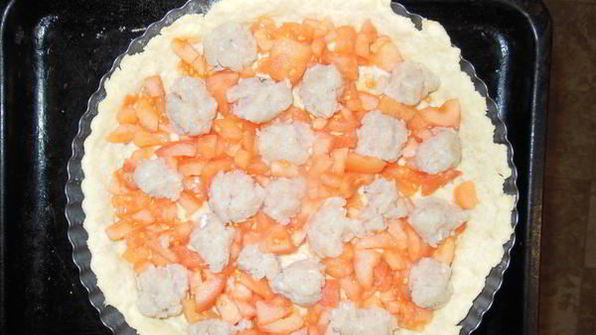 киш с креветками и рыбными шариками