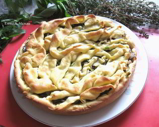 Пирог из заварного теста с грибами