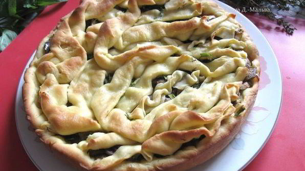 пирог из заварного теста с грибами