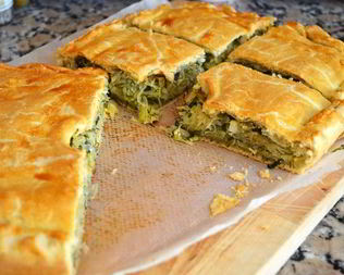 Пирог на кефире с капустой и зеленью