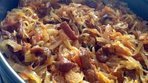 пирог с капустой и лисичками