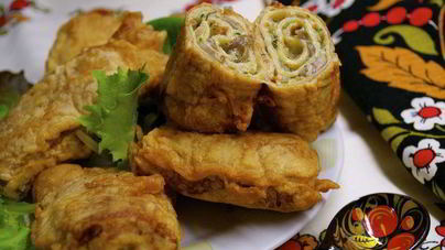 Блинчатые пирожки, панированные в тесте