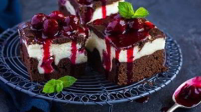 Брауни с творогом и вишней