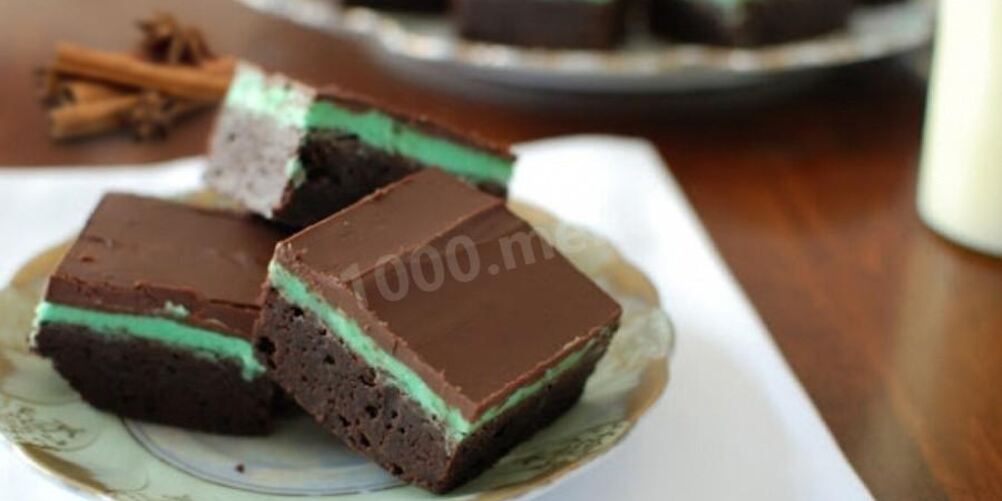 Рецепт мятные брауни с шоколадной глазурью