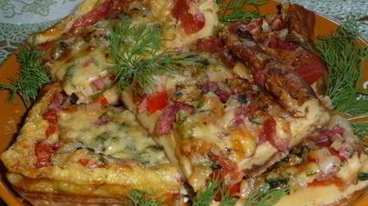 Омлет-пицца с мясным фаршем