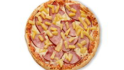 Пицца с ананасами и ветчиной