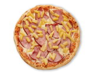Пицца с ананасами и ветчиной
