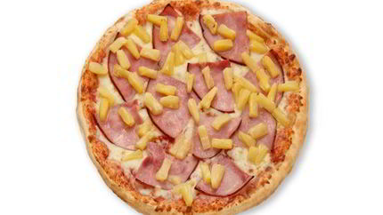 Пицца с ананасами и ветчиной