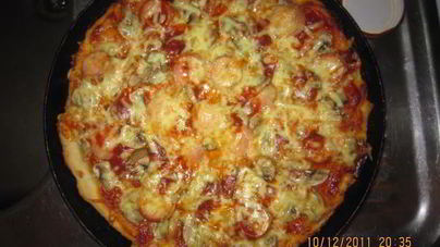 Пицца с грибами на дрожжевом тесте