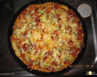 Пицца с грибами на дрожжевом тесте