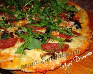 Пицца с грибами на кефире