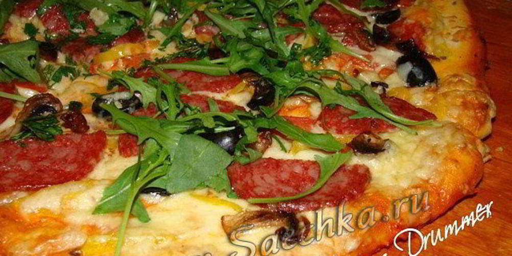 Рецепт пицца с грибами на кефире