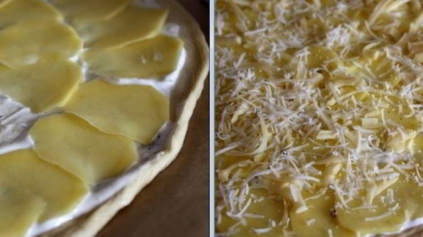 пицца с картошкой и копченой ветчиной