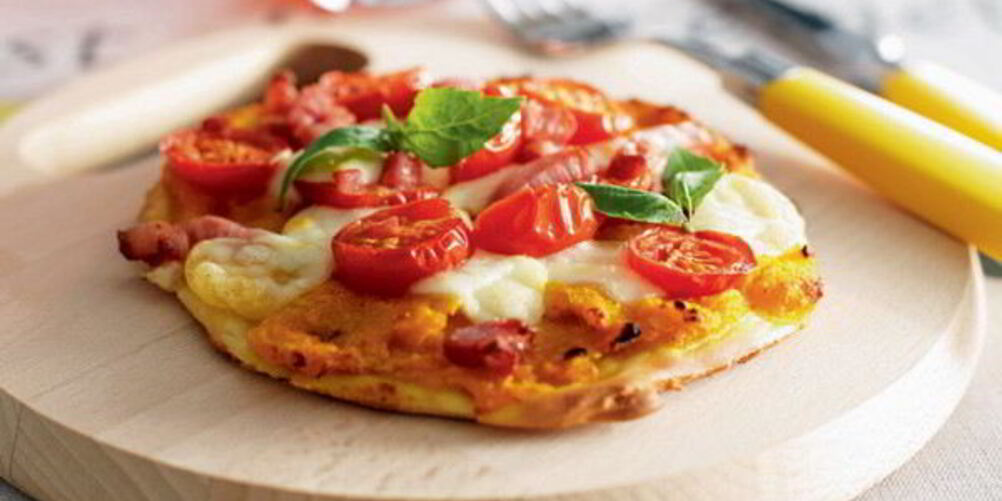 Рецепт пицца с китайской тыквой, помидорами и моцареллой