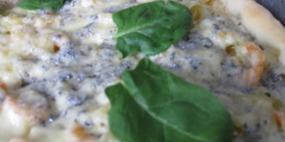 Рецепт пицца с креветками и макаронами