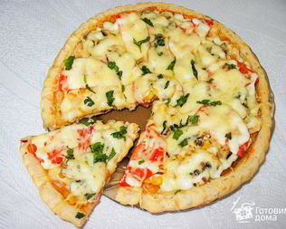 Пицца с куриной грудкой и шампиньонами