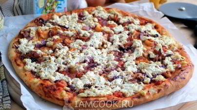 Пицца с морепродуктами и сыром тофу