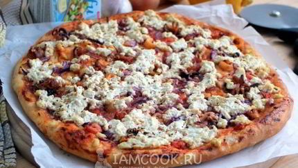 Пицца с морепродуктами и сыром тофу