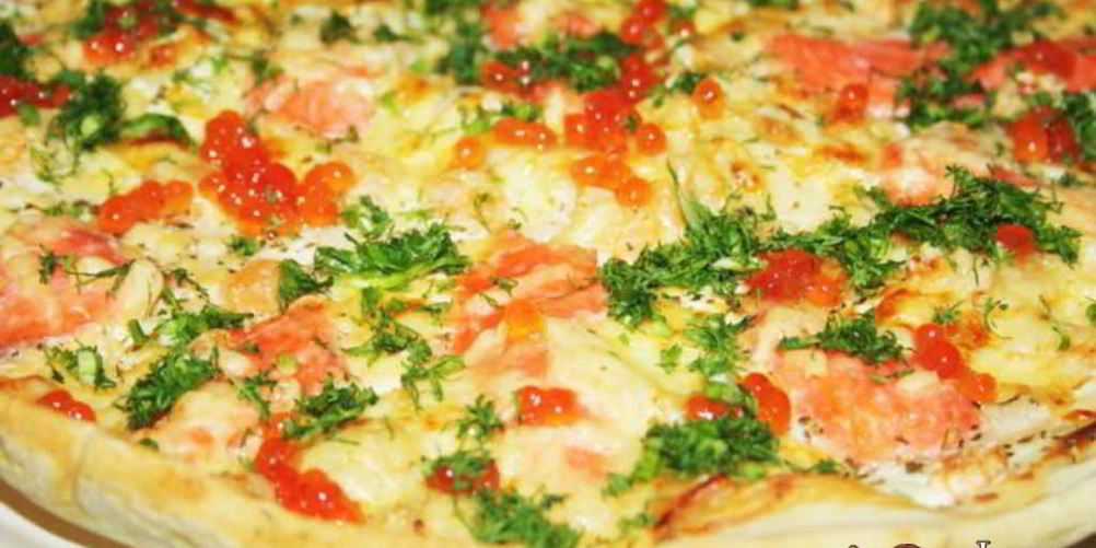 Рецепт пицца с семгой и креветками царская
