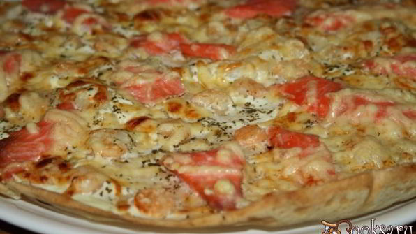 пицца с семгой и креветками царская