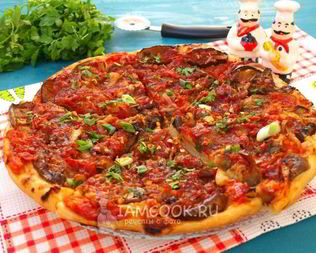 Вегетарианская пицца с баклажанами