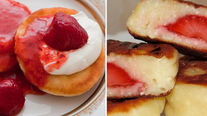 Сырники с клубникой