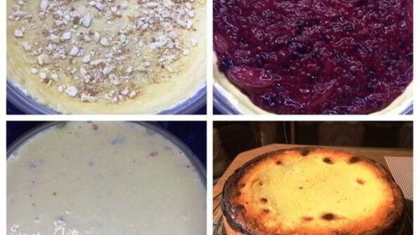 творожник с ягодной прослойкой и соленой карамелью