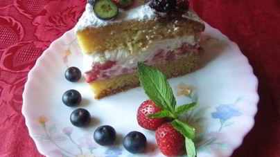 Бисквит с клубникой и сливками