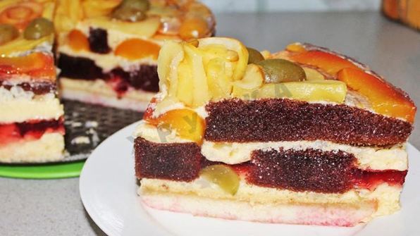 бисквитный торт фруктовый