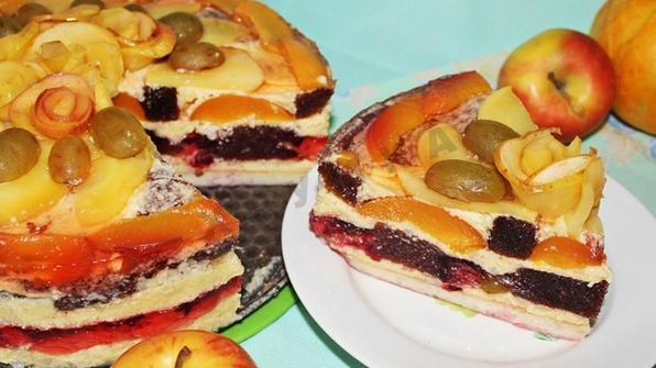 бисквитный торт фруктовый