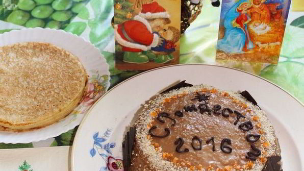 блинный торт с орехово-шоколадным кремом