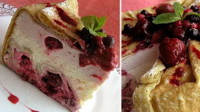 Блинный торт Вишня и грейпфрут