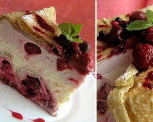 Блинный торт Вишня и грейпфрут