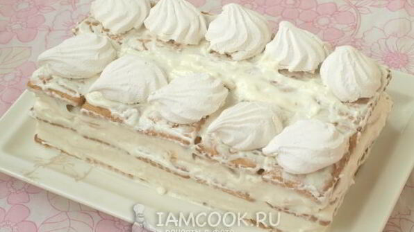 торт без выпечки из печенья и зефира