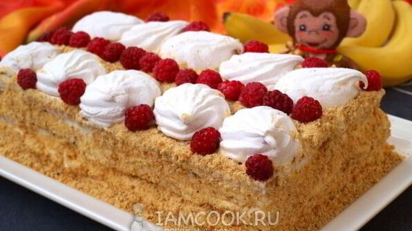 торт без выпечки из печенья и зефира