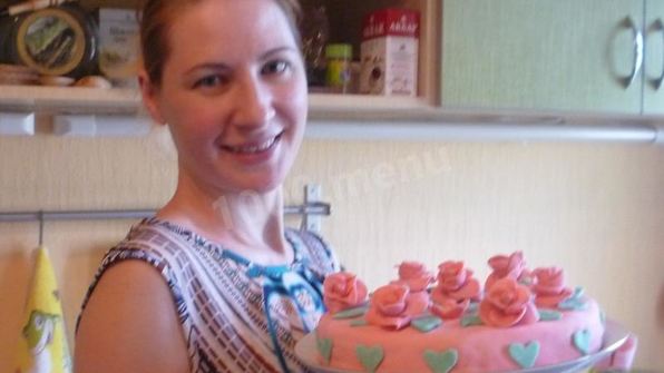 торт бисквитный с мастикой розовая мечта