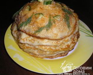 Торт из картофельных блинов с грибами Горка