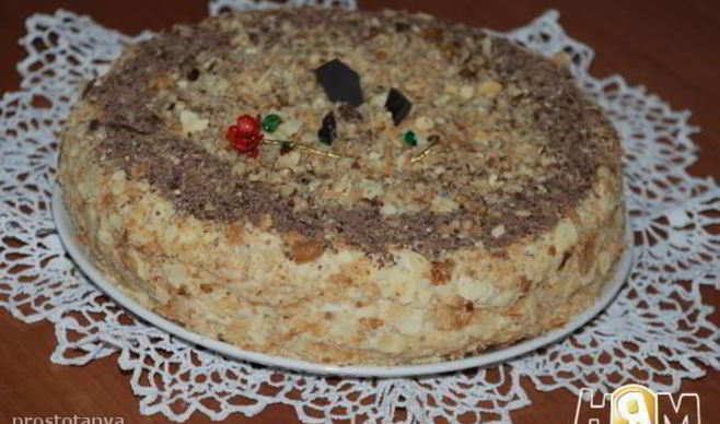 Торт Наполеон с коржами на сметане