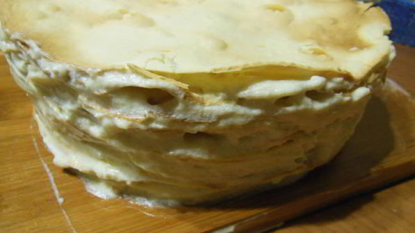 торт наполеон с коржами на сметане