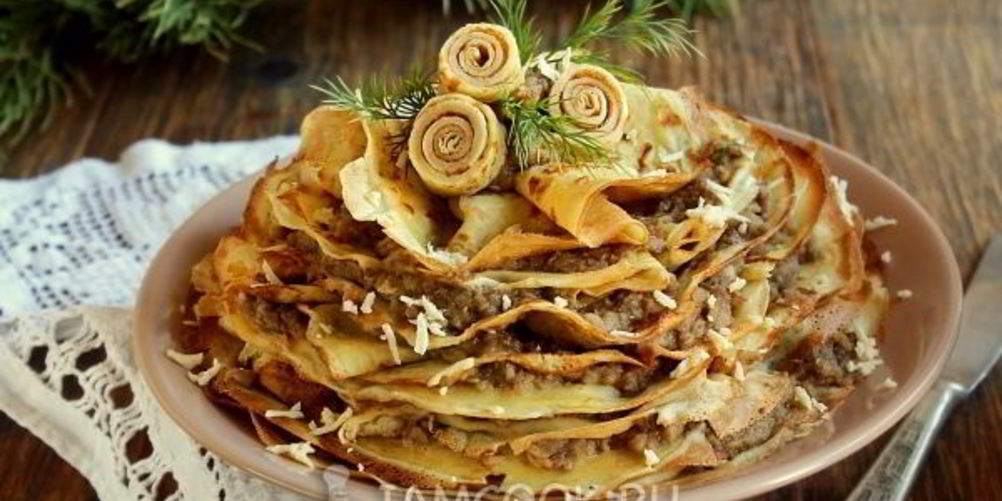Рецепт закусочный блинный торт