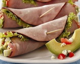 Ветчинные конвертики с овощной начинкой