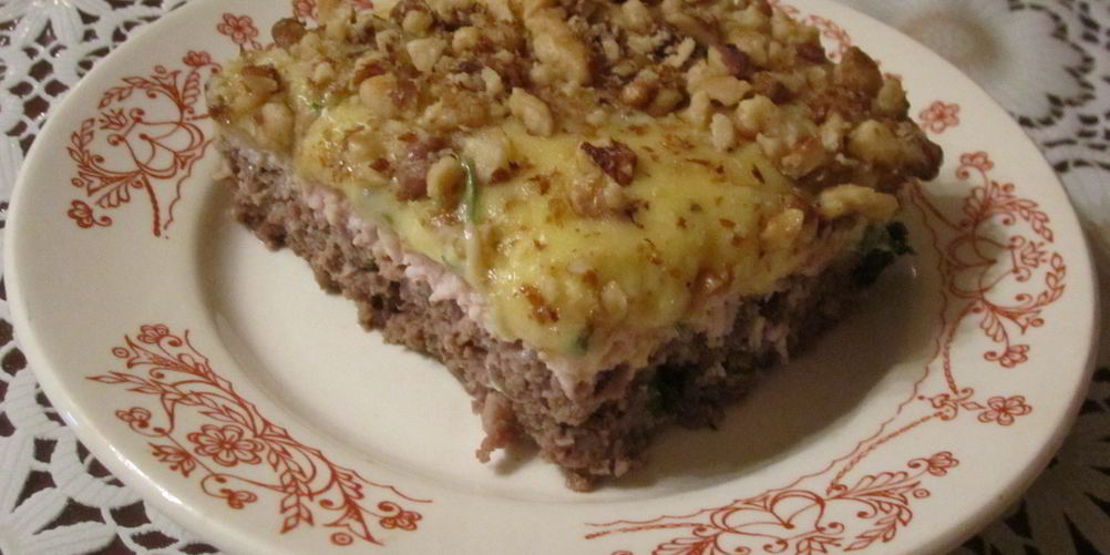 Рецепт двухслойная мясная запеканка с грецкими орехами