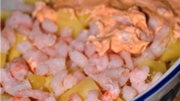 картофельная запеканка с креветками