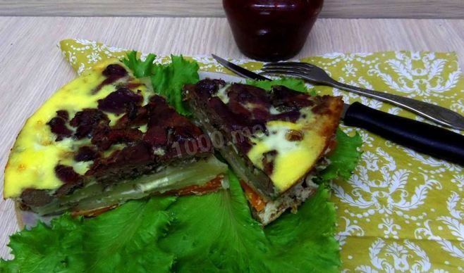 Картофельная запеканка с куриной печенью