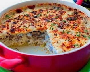 Картофельная запеканка с шампиньонами и куриным филе