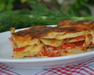 Картофельная запеканка со сладким перцем