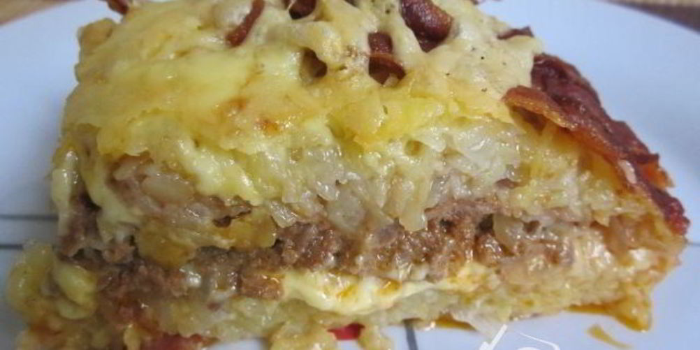 Рецепт картофельно-мясная запеканка с беконом и сыром