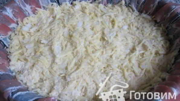 картофельно-мясная запеканка с беконом и сыром